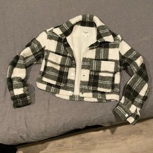 Abercrombie Plaid Sherpa Snap-Button Jacket